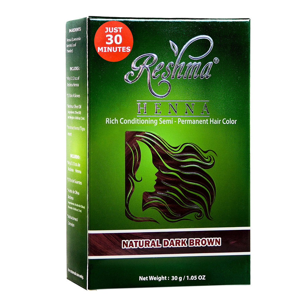 Reshma Femme Henna Rich Conditioning Semi-Permanent Hair Color, Natural Dark Brown, 0.7 Oz